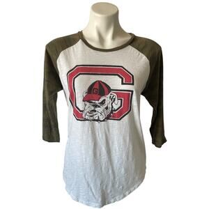 Tailgate Women’s Georgia Bulldogs Raglan Top Camo Sleeve Slub Knit Med